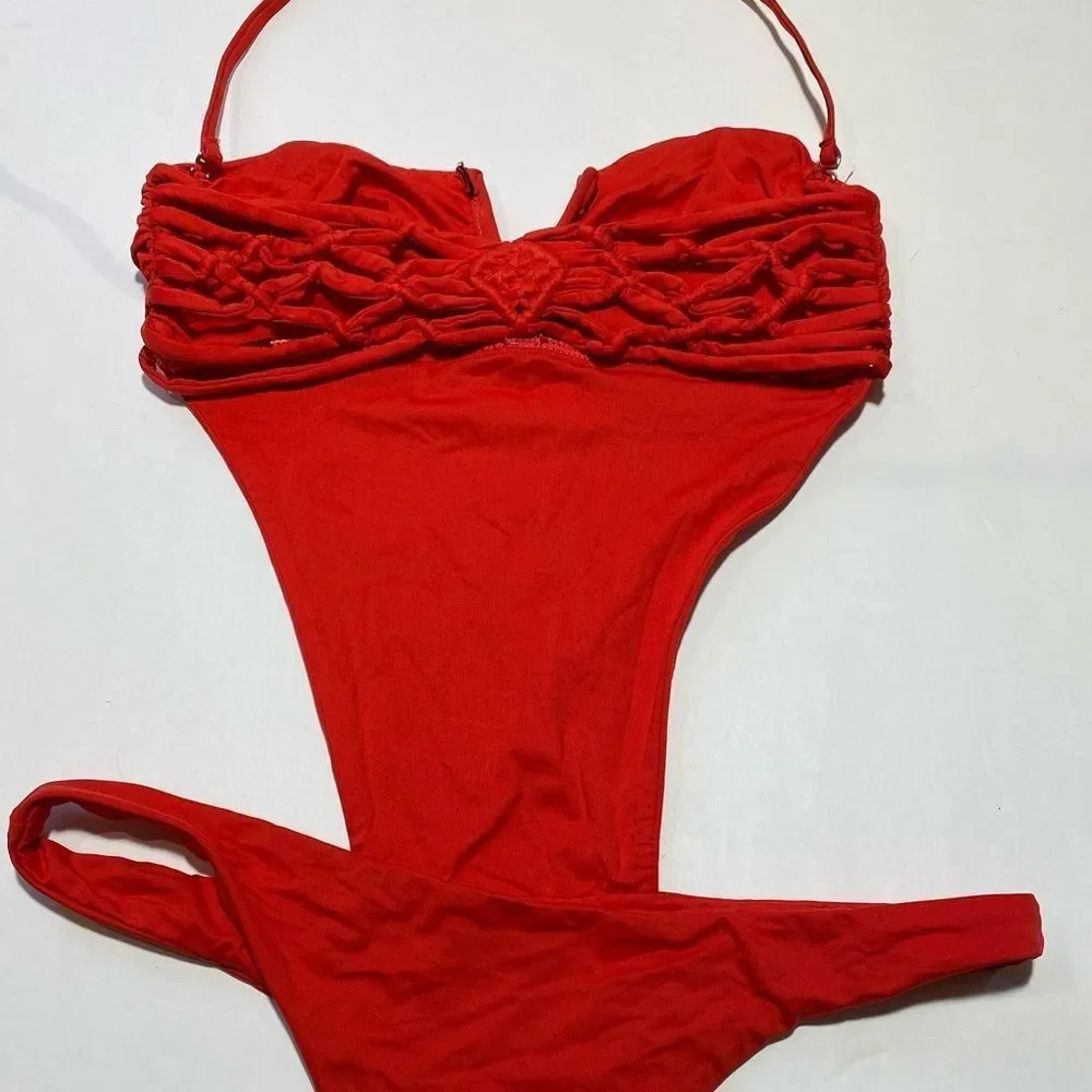 Frankie's Bikinis One Piece Bathing Suit Red